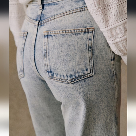 Sézane Le Crop Blue Edge Jeans | French Girl Style I VGUC, size 36 4US - Picture 3 of 13